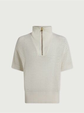 Varley Nali Half-Zip Knit Top – Egret – Size XL